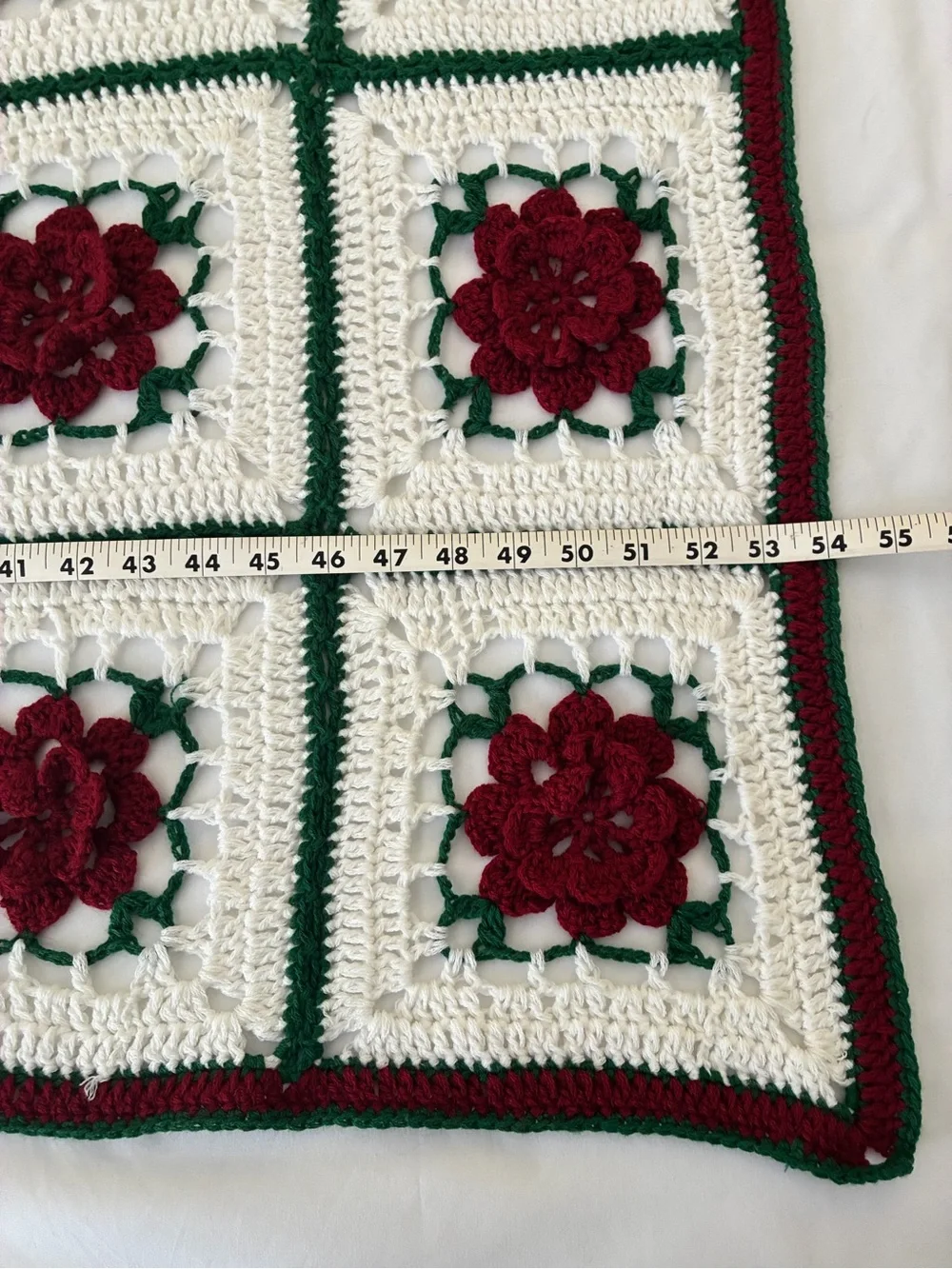 Stunning Handmade 3D Rose Granny Square Crochet Blanket